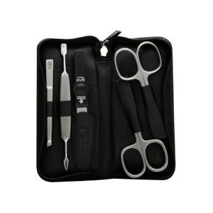 DuKaS Black manicure set made of genuine leather Solingen 9350