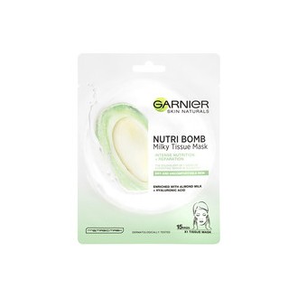 GARNIER Skin Naturals Milky Tissue Mask - Textile face mask with almond milk for dry and sensitive