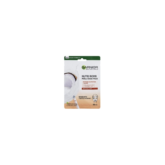 GARNIER Skin Naturals Milky Tissue Mask - Textile face mask with coconut milk for dry skin 32 g