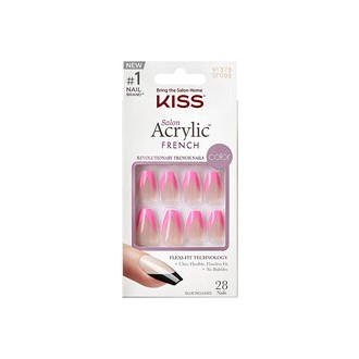 Impress Salon Acrylic French Color - Squared - Dirbtiniai priklijuojami nagai 28 vnt.