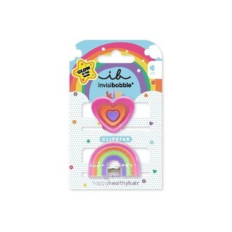 Invisibobble Clipstar Glow Happy Heart - plaukų sagtukai, 2 vnt.