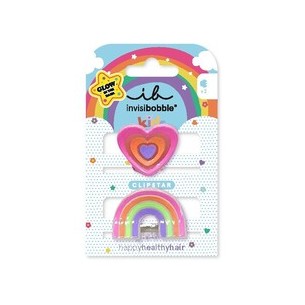Invisibobble Clipstar Glow Happy Heart - plaukų sagtukai, 2 vnt.