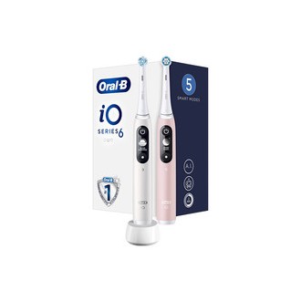 Oral B iO6 Series Duo Pack White/Pink Sand Extra Handle Toothbrush ( 2 pcs ) - Electric toothbrush