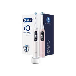 Oral B iO6 Series Duo Pack White/Pink Sand Extra Handle Toothbrush ( 2 pcs ) - Electric toothbrush
