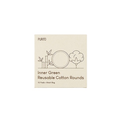 Purito Inner Green Reusable Cotton Rounds 10 vnt.