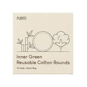 Purito Inner Green Reusable Cotton Rounds 10 vnt.