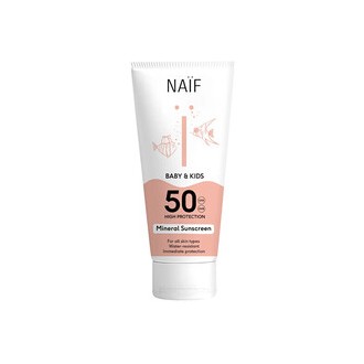 Naif Baby & Kids Mineral Sunscreen SPF 50 - Apsauginis kremas nuo saulės vaikams ir kūdikiams, 100