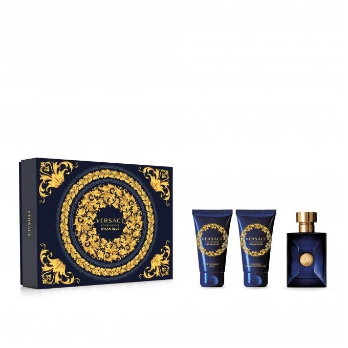 Versace Dylan Blue rinkinys EDT 50 ml, dušo želė Dylan Blue 50 ml ir balzamas po skutimosi Dylan