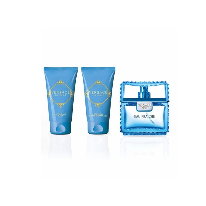 Versace Man Eau Fraiche rinkinys EDT 50 ml dušo želė Man Eau Fraiche 50 ml balsamas po skotimusi