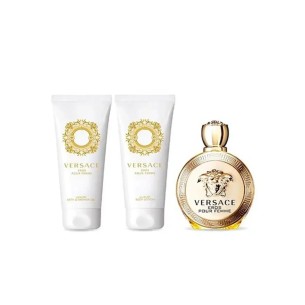 Versace Eros Pour Femme rinkinys EDP 100 ml, kūno losijonas 100 ml, dušo želė 100 ml ir kosmetinė