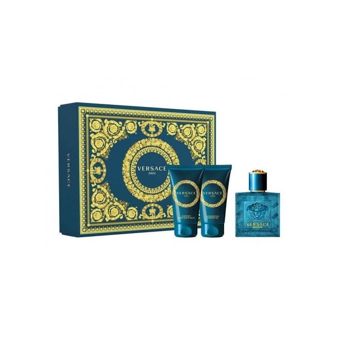 Versace Eros rinkinys - 50 ml EDT, dušo želė Eros 50 ml, balsamas po skotimusi Eros 50 ml vyrams