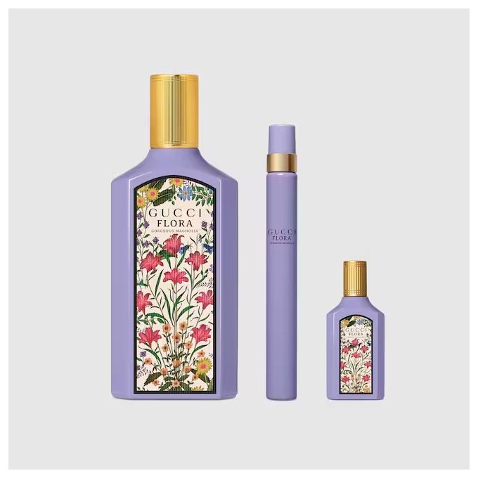 Gucci Flora Gorgeous Magnolia dovanų rinkinys moterims - EDP 100 ml, mini EDP 10 ml ir mini EDP 5 ml