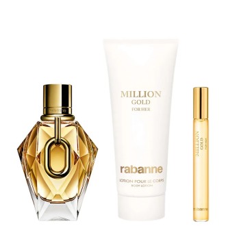 Paco Rabanne Million Gold for Her Gift set EDP 90 ml, miniature EDP and body lotion 100 ml moterims 2