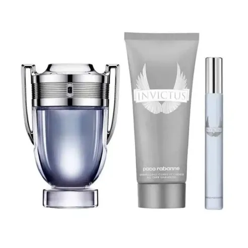 Paco Rabanne Invictus SET EDT 100 ml + deospray 150 ml + miniature EDT 10 ml vyrams