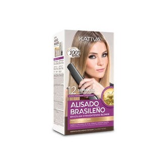 Kativa Brazilian Straightening Blonde Kit - rinkinys plaukams tiesinti su keratinu, 225 ml