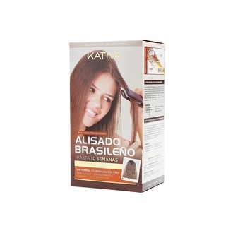 Kativa Brazilian Straightening Brunette Kit - rinkinys plaukams tiesinti su keratinu, 225 ml