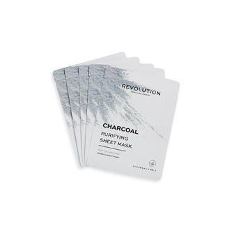 Revolution Skincare Biodegradable Purifying Charcoal Sheet Mask - A set of face masks with black