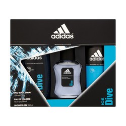 Adidas Ice Dive Gift Set EDT 50 ml, deospray Ice Dive 150 ml and shower gel 250 ml Ice Dive 50 ml