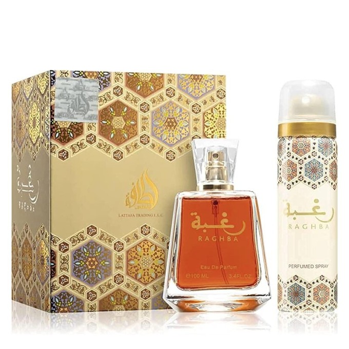 Lattafa Raghba dovanų rinkinys - EDP 100 ml ir purškiamas dezodorantas 50 ml