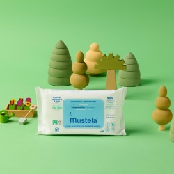 Mustela Compostable at Home Cleansing Water Wipes - Cleaning wipes without perfume 60 vnt.