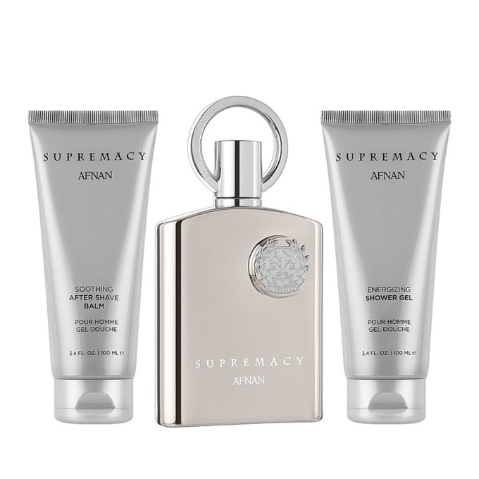 Afnan Supremacy Silver Dovanų rinkinys EDP 100 ml, dušo želė 100 ml ir balsamas po skutimosi100 ml