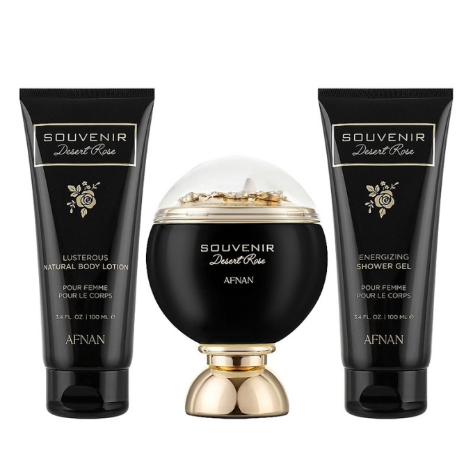 Afnan Souvenir Desert Rose dovanų rinkinys – EDP 100 ml, dušo želė 100 ml ir kūno losjonas 100 ml