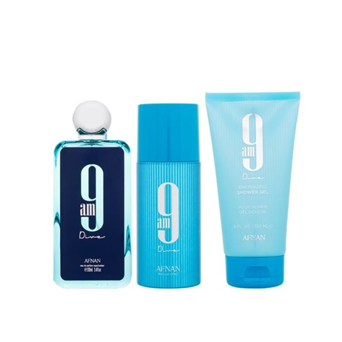 Afnan 9 AM Dive Dovanų rinkinys EDP 100 ml, dušo želė 150 ml and purškiamas dezodorantas 150 ml