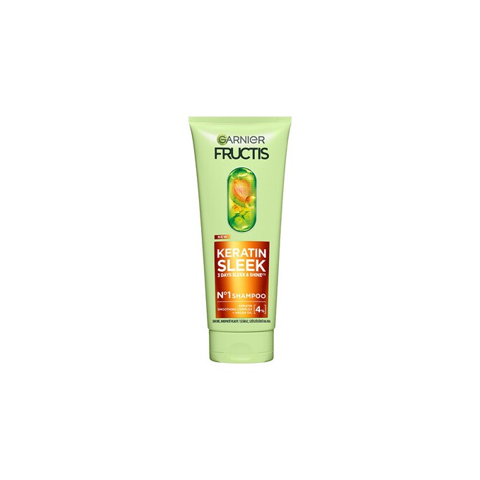 GARNIER Fructis Keratin Sleek Shampoo - Šampūnas sausiems ir slenkantiems plaukams, 200 ml