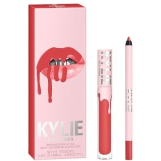 Kylie Cosmetics Matte Liquid Lipstick + Lip Liner Set - dekoratyvinės kosmetikos rinkinys 403 Bite