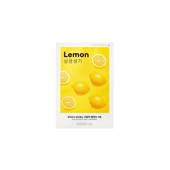 Missha Lemon Airy Fit Sheet Mask - Lakštinė kaukė su citrinos ekstraktu, 19 g