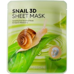 Missha Snail 3D Sheet Mask - veido kaukė drėkinamieji kremai su sraigių ekstraktu, 23 g