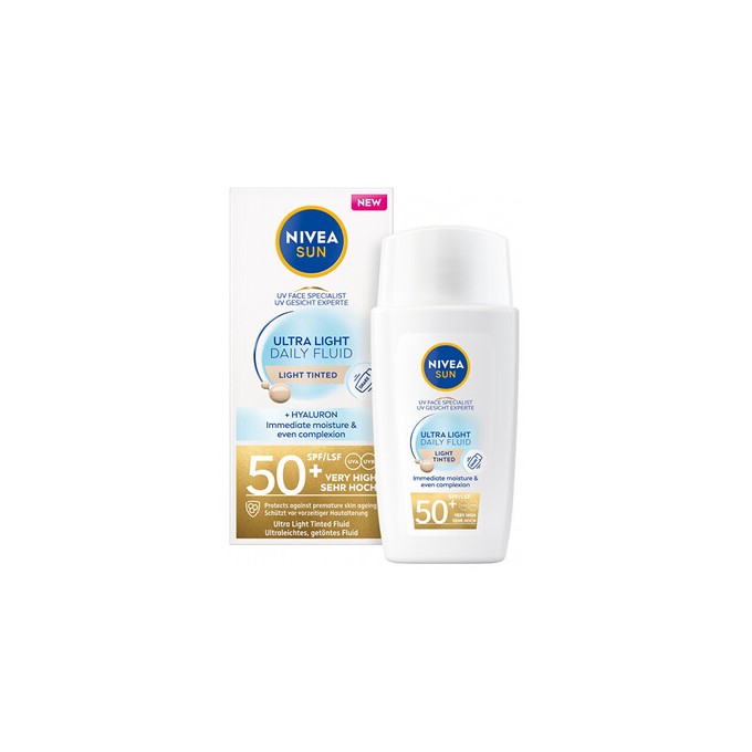 Nivea Sun Ultra Light Tinted Fluid SPF 50+ - Itin lengvas tonuojantis veido skystis su SPF 50+, 40