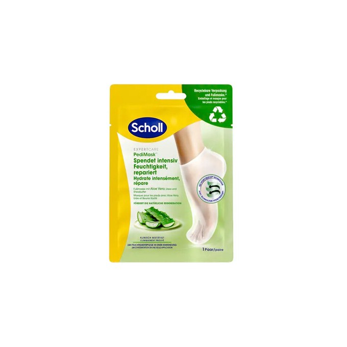 Scholl PediMask Foot Mask - drėkinamoji pėdų kaukė su Aloe Vera, 1 pora