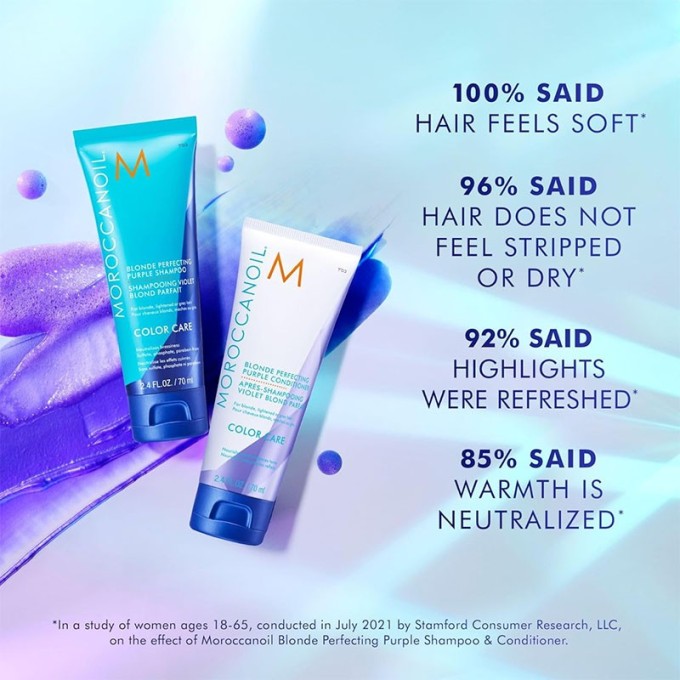 Moroccanoil Blonde Perfecting Purple Shampoo - violetinis šampūnas šviesiems plaukams, 70 ml