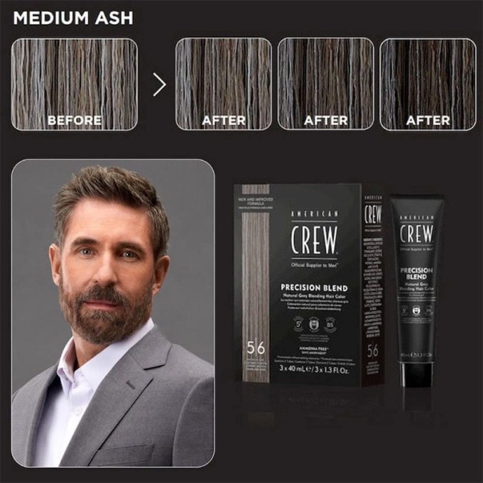 American Crew Precision Blend Natural Gray Coverage - Toning hair mousse for gray hair, 3 x 40 ml -