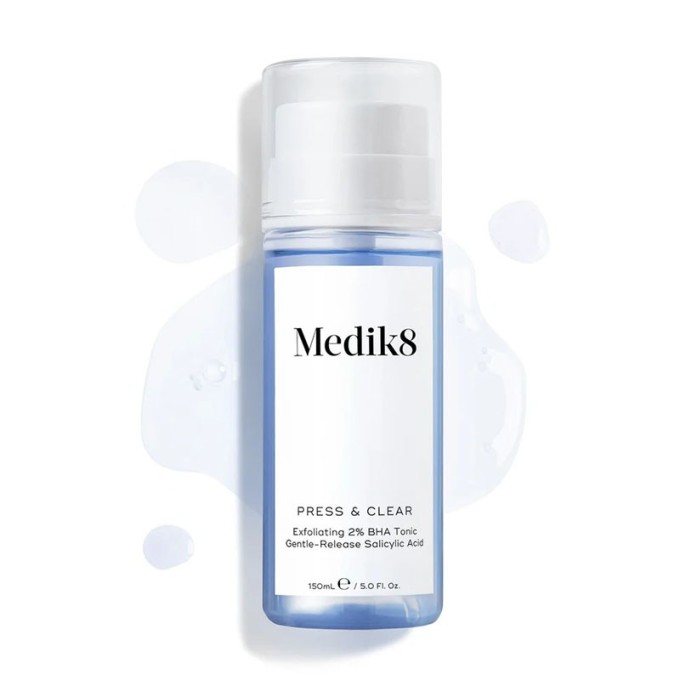 Medik8 Press & Clear Exfoliating 2% BHA Tonic - švelnus šveičiamasis tonikas su 2% BHA, 150 ml