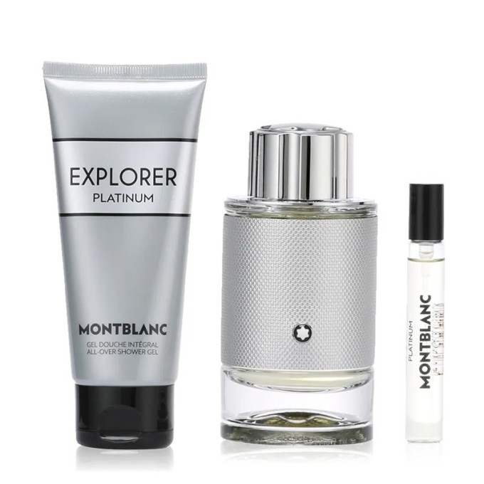 Mont Blanc Explorer Platinum Dovanų rinkinys vyrams - EDP 100 ml, EDT 7.5 ml ir dušo želė 100 ml