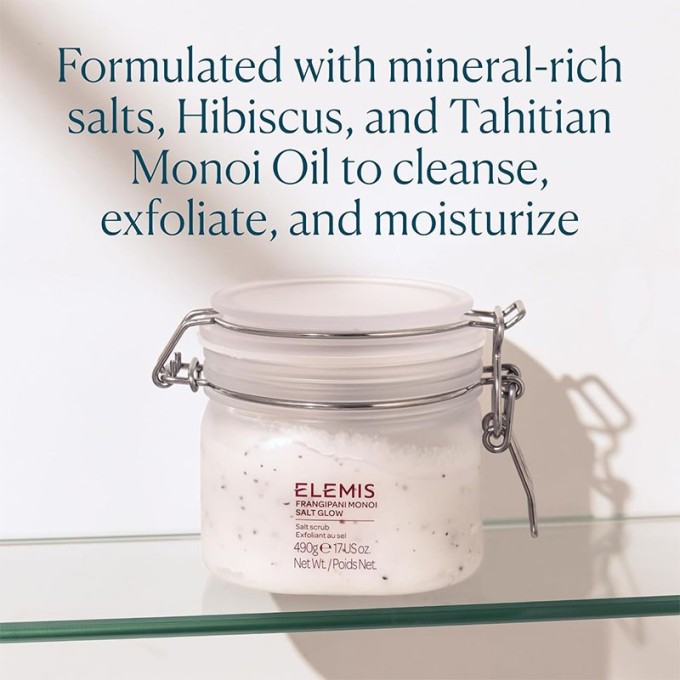Elemis Frangipani Monoi Salt Glow Body Scrub - kūno odos šveitiklis, 490 g