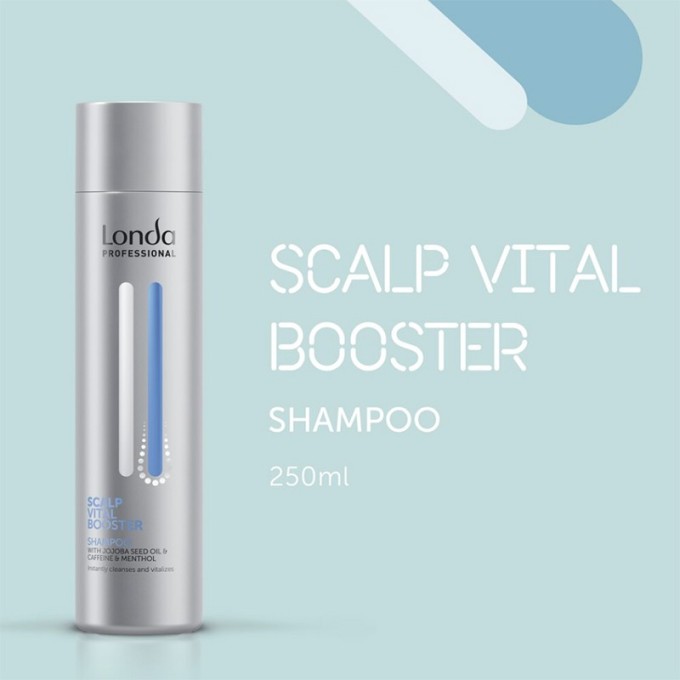 Londa Professional Scalp Vital Booster Shampoo - gaivinantis šampūnas su jojobos aliejumi, kofeinu