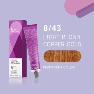 Londa Professional Permanent Color Extra Rich Creme - ilgalaikiai plaukų dažai 8/43 Light Blond 2