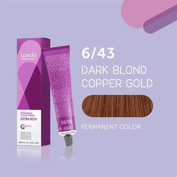 Londa Professional Permanent Color Extra Rich Creme - ilgalaikiai plaukų dažai 6/43 Dark Blond