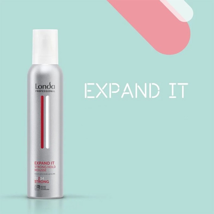 Londa Professional Expand It Strong Hold Mousse - stiprios fiksacijos plaukų putos, 200 ml