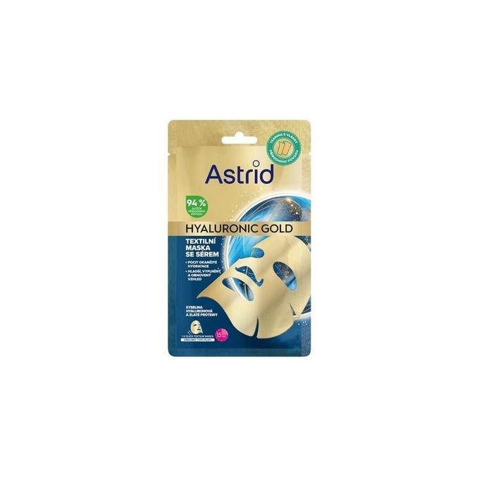 Astrid Hyaluronic Gold Mask - Tekstilinė kaukė su baltymais, skirta lygesnei išvaizdai ir odos
