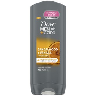 Dove Men+Care Sandalwood & Vanilla Body, Face & Hair Wash - Nourishing shower gel 400 ml