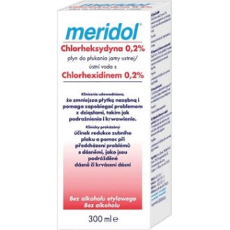 Meridol Mouthwash Chlorhexidin 0,2% - burnos skalavimo skystis su chlorheksidinu, 300 ml