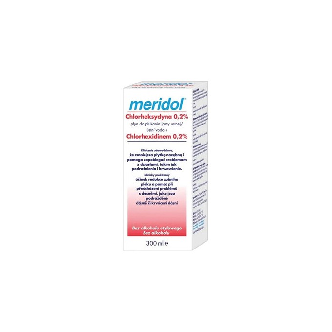Meridol Mouthwash Chlorhexidin 0,2% - burnos skalavimo skystis su chlorheksidinu, 300 ml