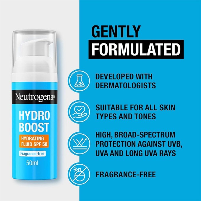 Neutrogena HydroBoost Hydrating Fluid SPF 50 - drėkinamasis skystis sausai odai, 50 ml