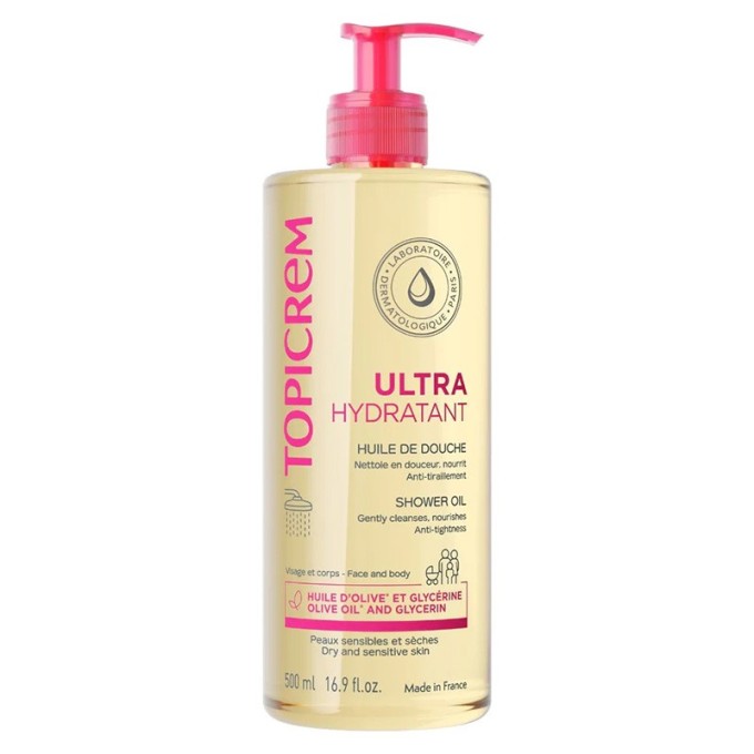 Topicrem Ultra-Hydratant Shower Oil - itin drėkinantis dušo aliejus, 500 ml