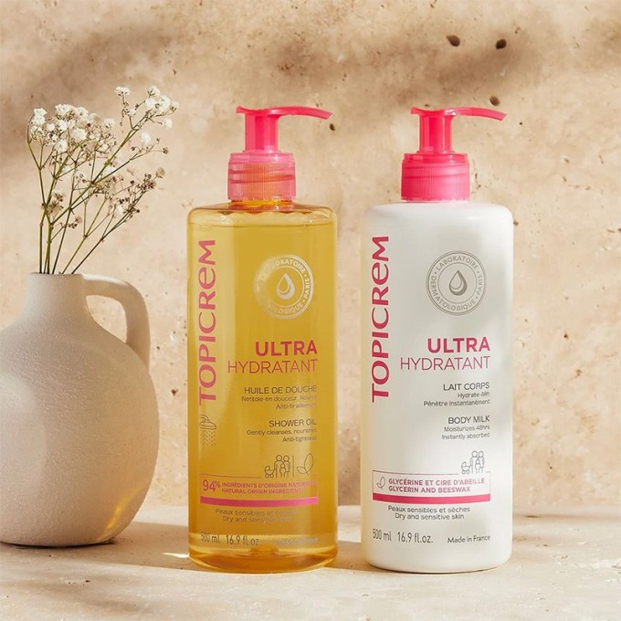 Topicrem Ultra-Hydratant Shower Oil - itin drėkinantis dušo aliejus, 500 ml