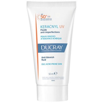 Ducray Keracnyl UV Anti-Blemish Fluid SPF 50+ - Apsauginis skystis probleminei odai, 50 ml